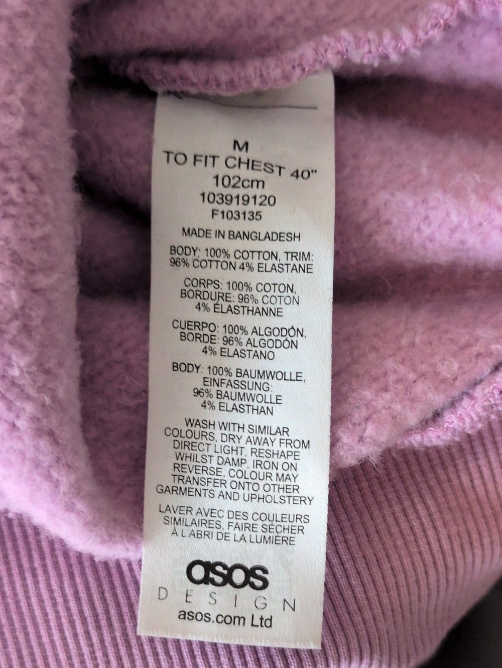 ASOS Austin Texas Lavender Fleece-Back Cotton Sweatshirt - Picture 2 of 5
